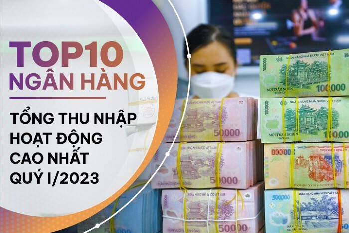 TOP 10 ngân hàng có tổng thu nhập hoạt động cao nhất quý I/2023