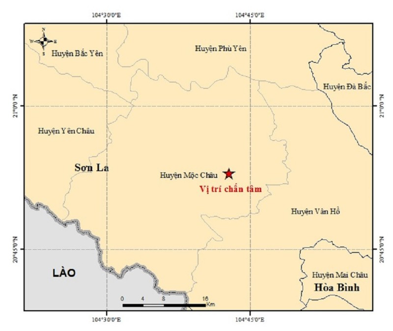 Sơn La: Xuất hiện động đất mạnh 3.2 độ richter tại Mộc Châu