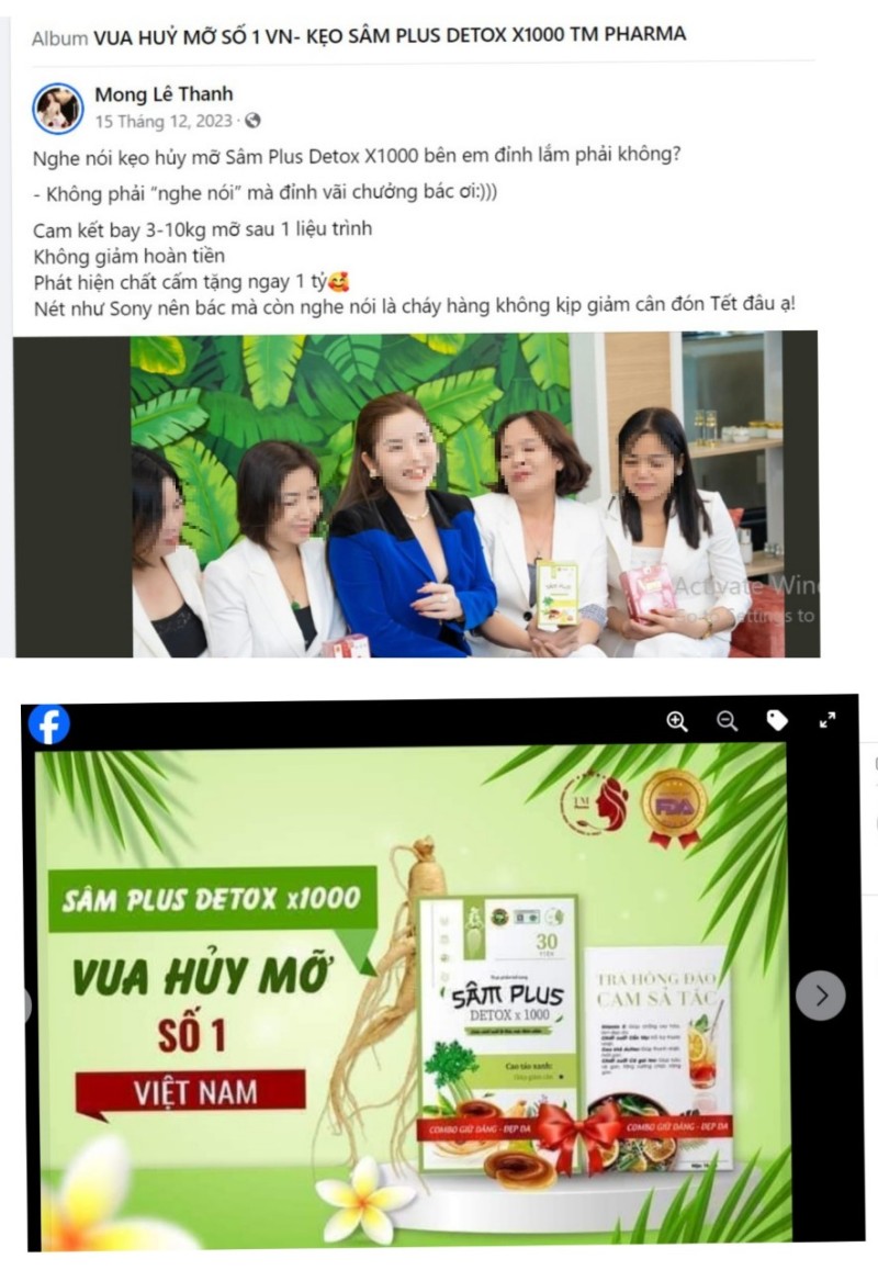 Sâm Plus Detox X1000 của Công ty Thanh Mong Pharma vi phạm quảng cáo?