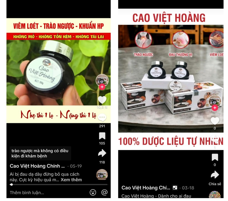 Cao Việt Hoàng tiếp tục quảng cáo sai công dụng trên TikTok