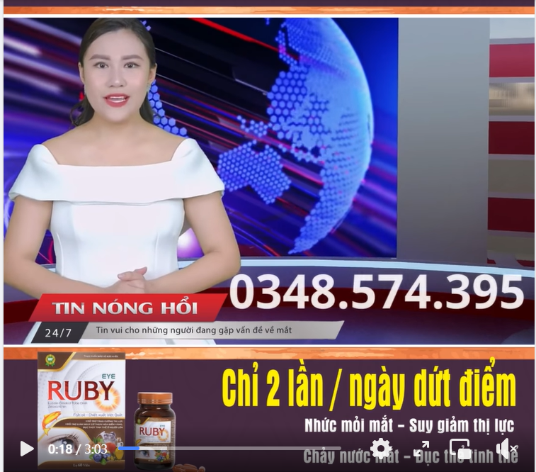 Quảng cáo gian dối về chất lượng sản phẩm Eye Ruby, người dùng nên cẩn trọng