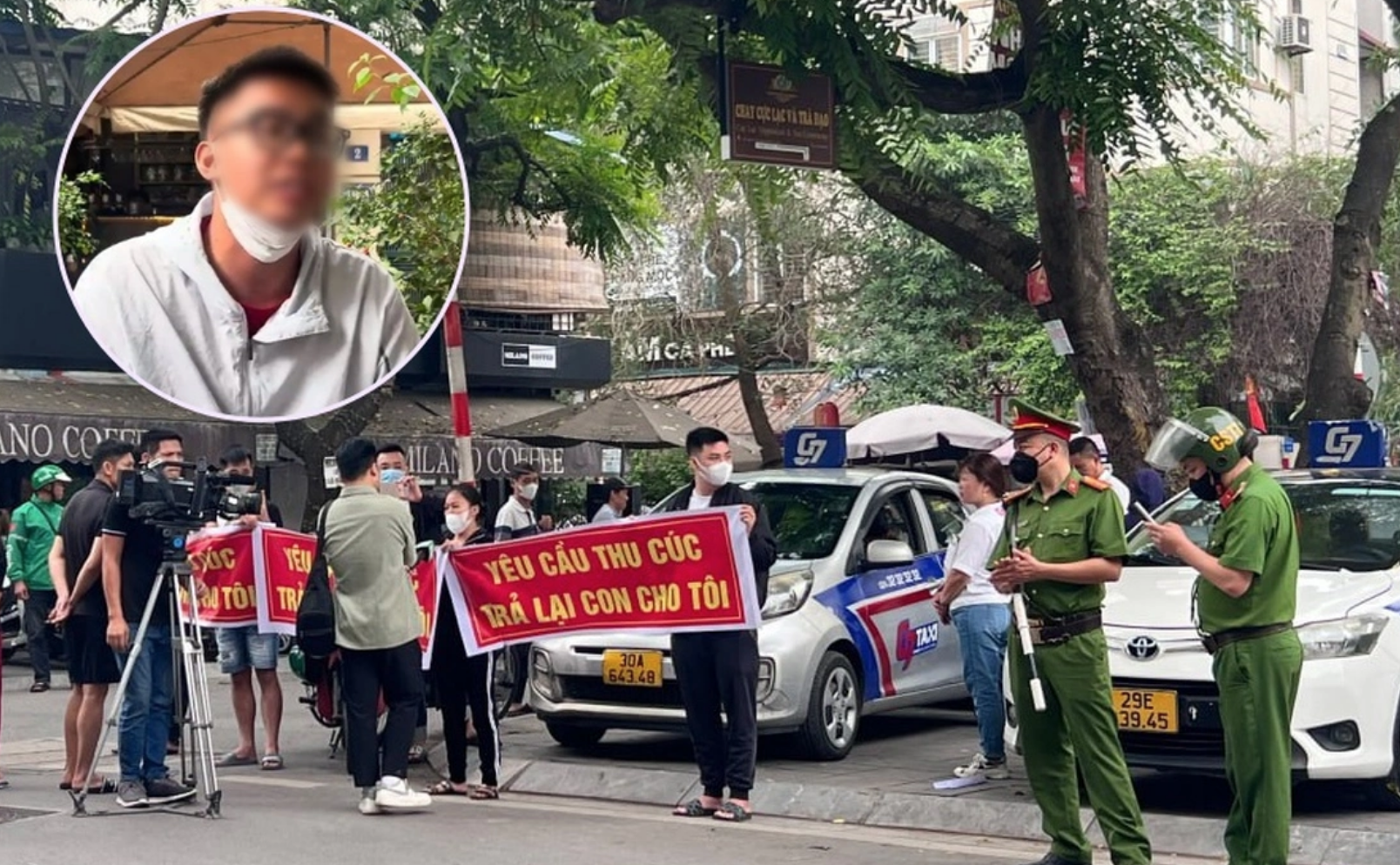 Vụ thai nhi tử vong ở Hà Nội: Người nhà căng băng rôn trước cổng Bệnh viện Thu Cúc