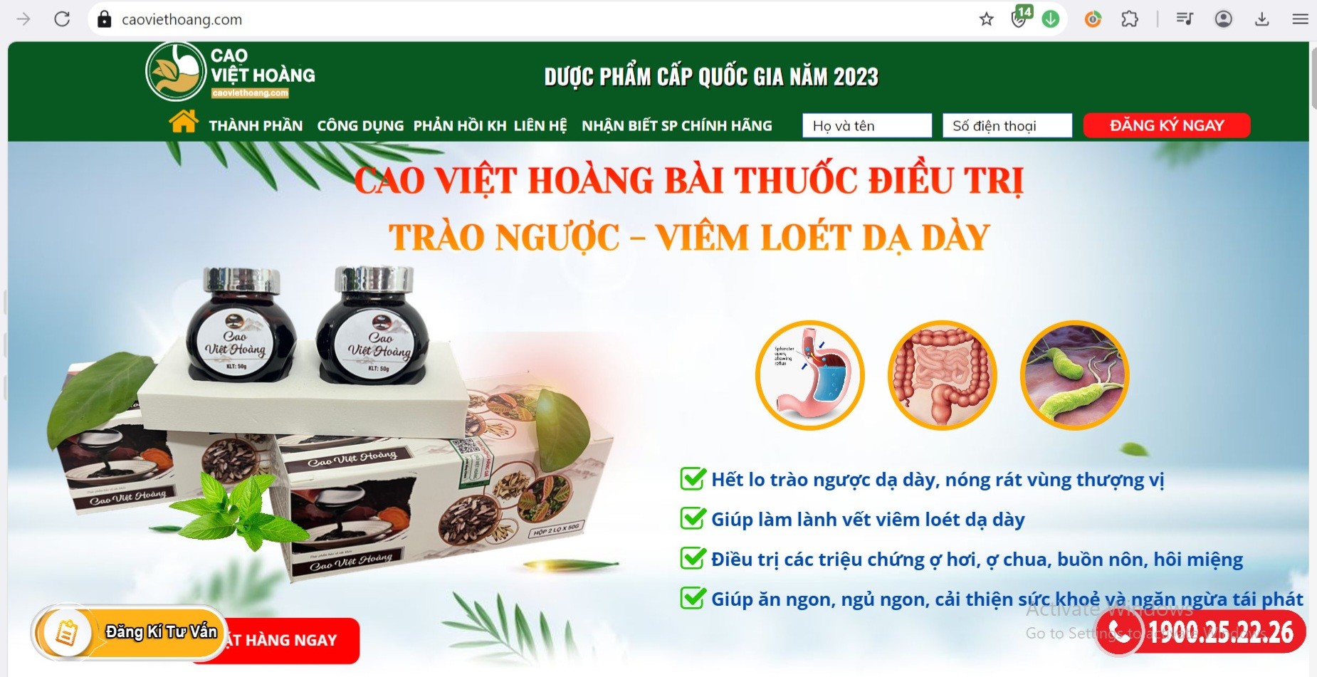 Đủ chiêu trò quảng cáo 'nổ' công dụng dạ dày Cao Việt Hoàng