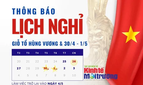 Chi tiết lịch nghỉ lễ 30/4 & 1/5