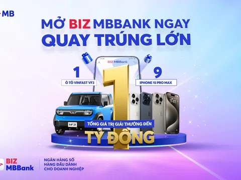 Cơ hội vàng cho doanh nghiệp SME: Mở tài khoản BIZ MBBank, rinh xe hơi Vinfast VF3 và iPhone 15 Pro Max